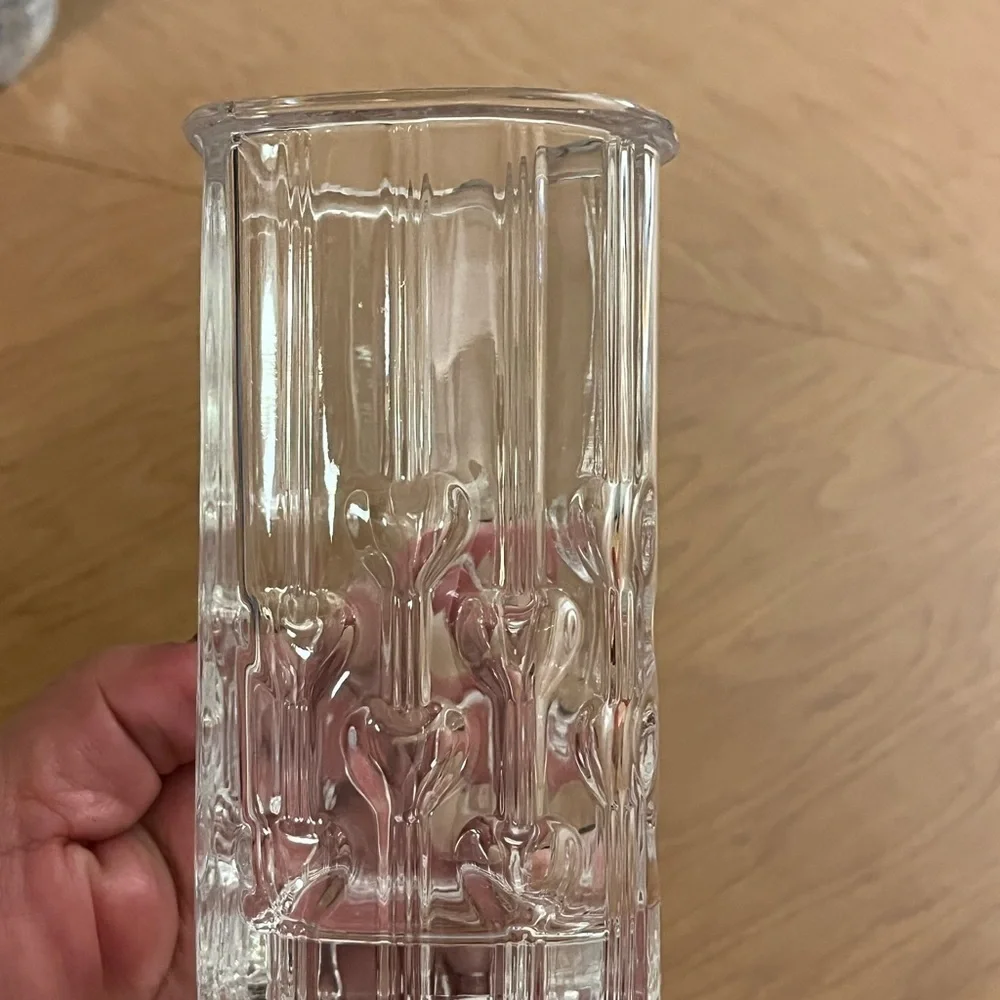 Vintage Avon Heart Shaped BUD VASE Ribbed Clear Glass Valentines Day Weighted